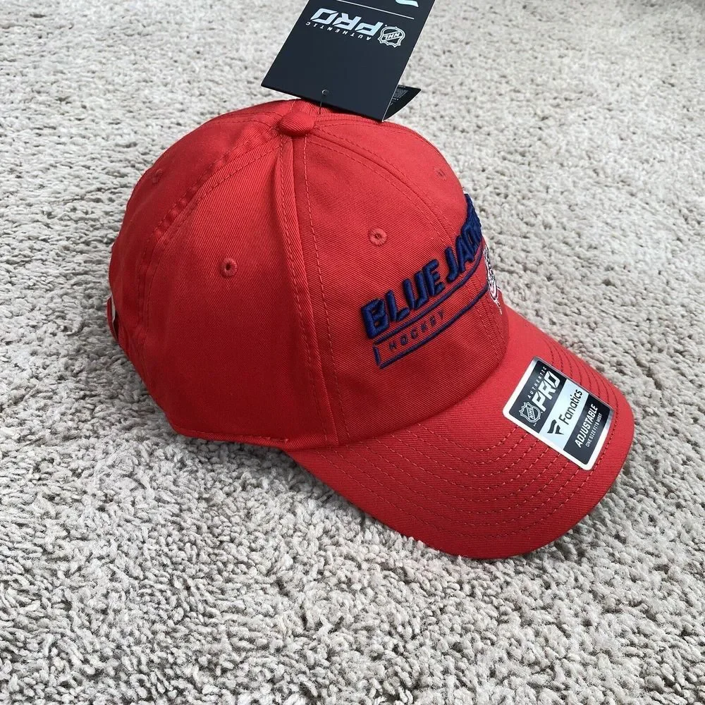 Columbus Blue Jackets Hat NHL Mens Red Pro Rinkside Adjustable Fanatics Cap‎ NWT